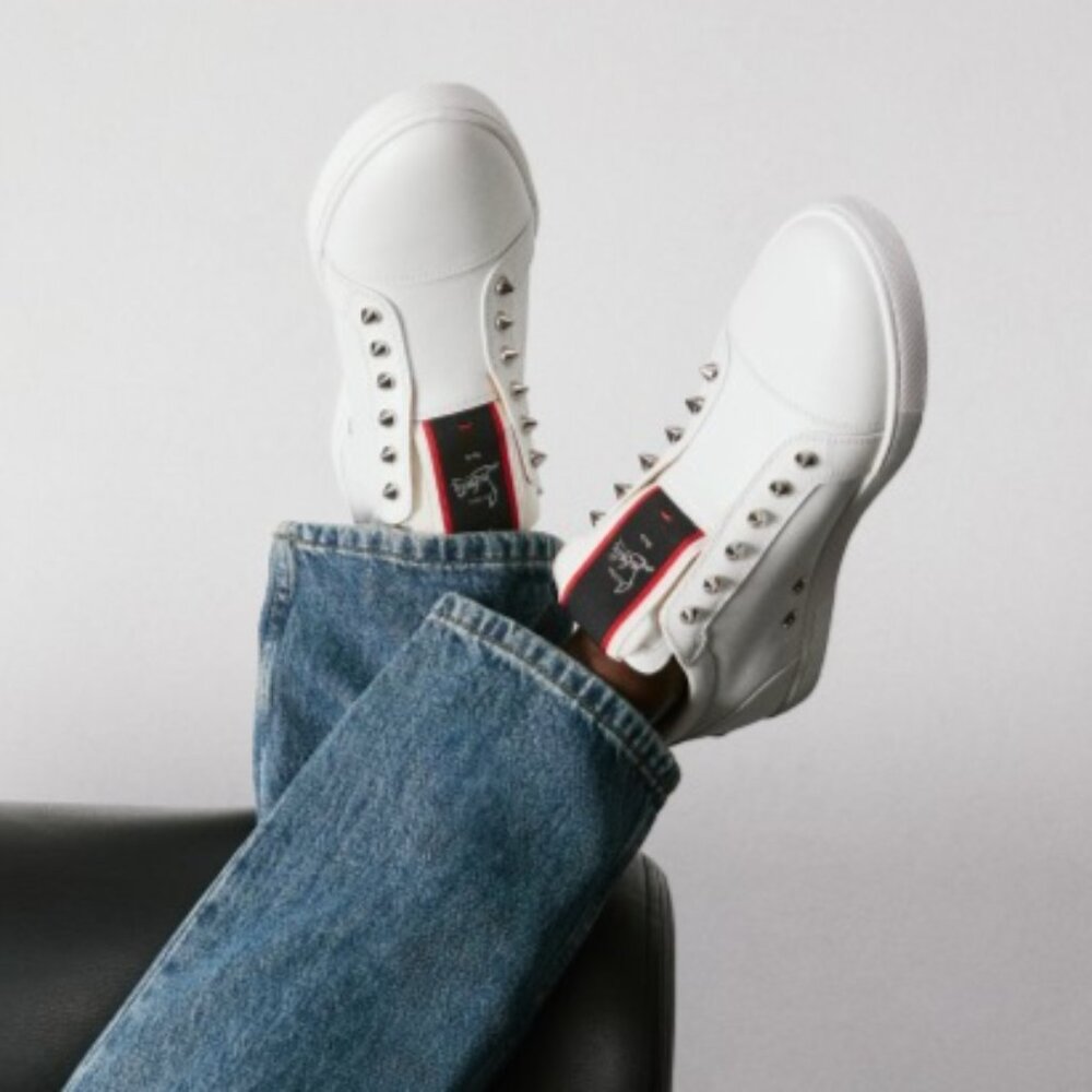 Christian Louboutin F.A.V Fique A Vontade Sneakers White Calf Leather Woman - Picture 2 of 6